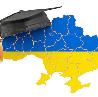 Ukrainian Flag with Graduation Cap
